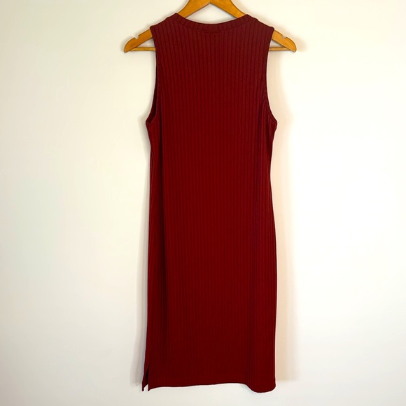 NINE WEST Rib Crewneck Sleeveless Terracotta Midi Dress NWT - Picture 2 of 9